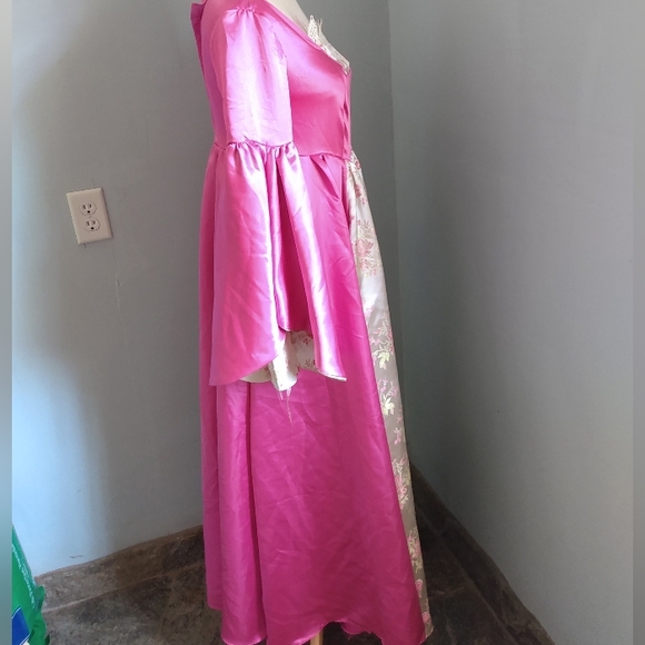 Medieval Renaissance Dress Satin Pink Rose Costume Queen Royal Gown S Cosplay - Picture 5 of 16